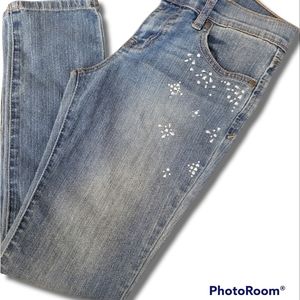 JESSICA SIMPSON EMBELLISHED JEANS LIGHT AN DENIM